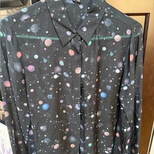 Theory Women’s Black Galaxy Print Shirt